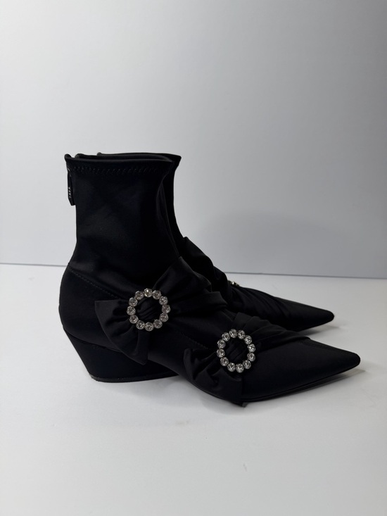 Zara Shoes - Zara Black Pointed-Toe Ankle Boots with Crystal Buckle